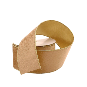 Flauelsborði 9,1 m - dökkgylltur6,3cm d.gold