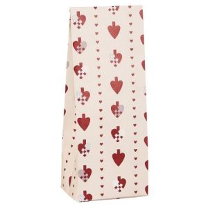 Jólapoki með hjörtum - hvítur og rauður