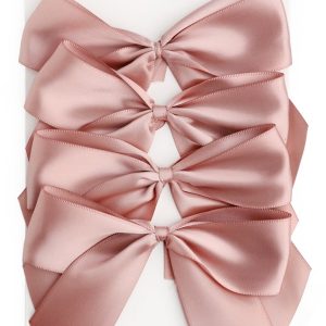 Satín slaufur, 4 stk - bleikar