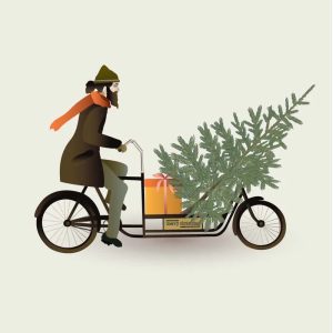 Hjólað með jólatré kort