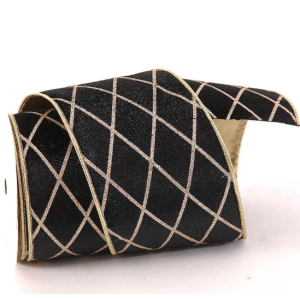 Flauelsborði 9 m - svartur/gylltur