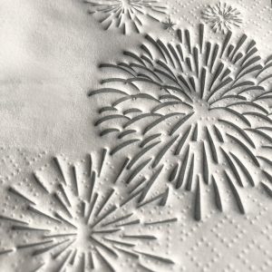 Áramótaservíettur, kaffi - hvítar/silfur