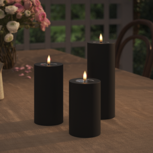 Led útikerti, batterís - svart