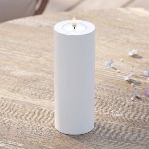 Led útikerti Deluxe - hvítt - 20 cm