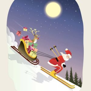 Skíðandi Jólasveinn kort