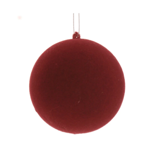 Flauels jólakúla, 15 cm - vínrauð