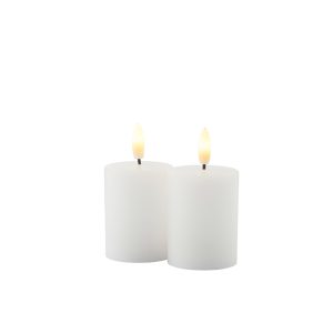 Sille mini 2 stk, útikerti, batterís, 6,5cm - hvít