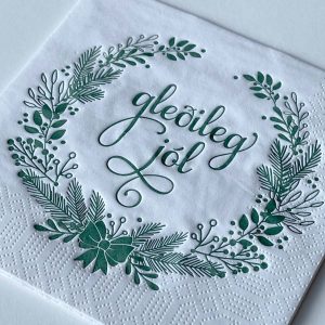 Servíettur Gleðileg jól - grænar/ hvítar