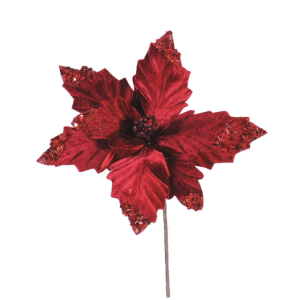 Poinsetia gerviblóm, 30 cm - vínrautt