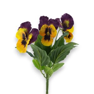 Stjúpuvöndur 30cm - gulur/fjólublár