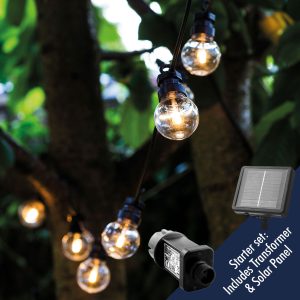 Lucas 10 ljósa sería með sólarsellu - glærar perur