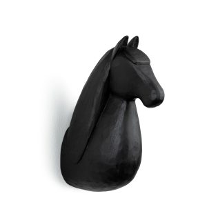 Vegg hestur 19 cm - svartur
