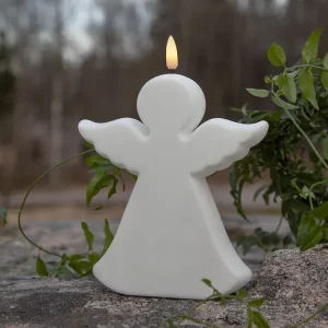 Flamme Angel ljós, batterís - hvítt