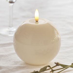 Sille kúlukerti, batterís, 9 cm - ivory