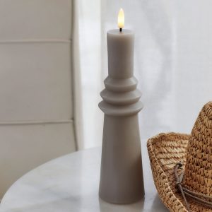 Sille Ringet kerti 20,5 cm, batterís - grátt