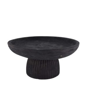 Viðarskál á fæti 38cm - svört