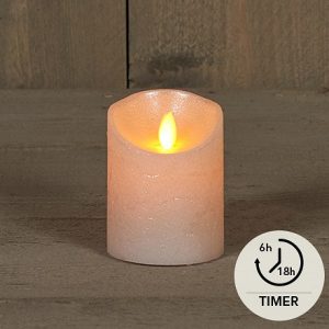Batterískerti með flöktandi loga - perluhvítt