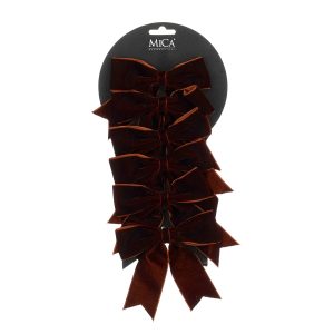 Slaufur, flauels 6 stk 14 cm - brúnar