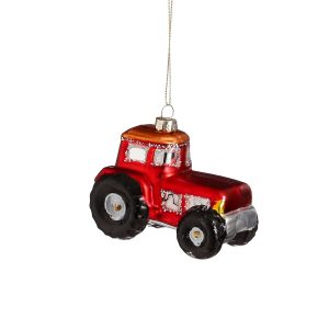 Traktor jólakúla 7 cm - rauður