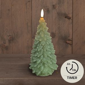 Jólatré, batterískerti 20 cm - grænt
