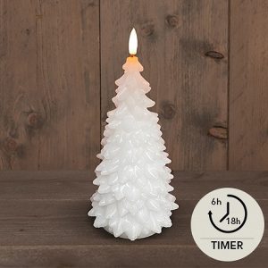 Jólatré, batterískerti 20 cm - hvítt