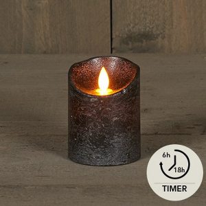 Rustic batterískerti 10 cm - grátt