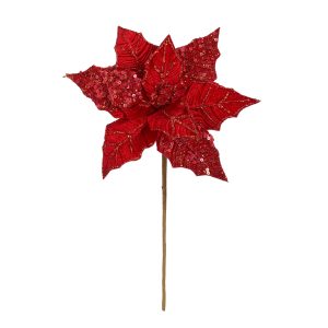 Jólastjarna á grein 31 cm - rauð