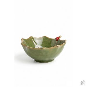 Skál laufblað 14x6cm græn