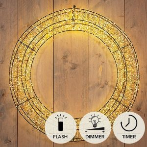 3D hringur, 2400 LED ljósum, flash - hlý ljós