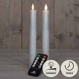 Batterískerti 2 stk með fjarstýringu, 23cm - perluhvít