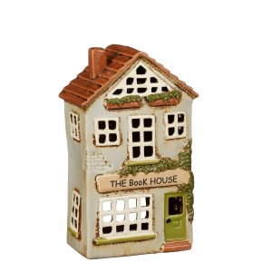 Hús fyrir sprittkerti "The book house" - grátt